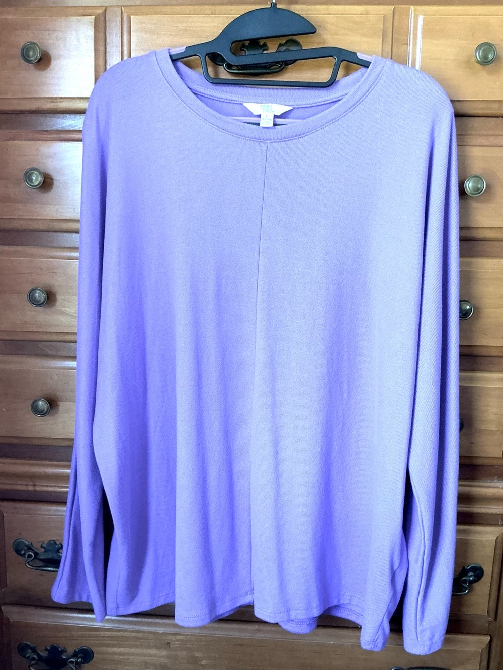 Time and Tru Lilac Hacci Long-Sleeve Crewneck Top Size L (12-14)